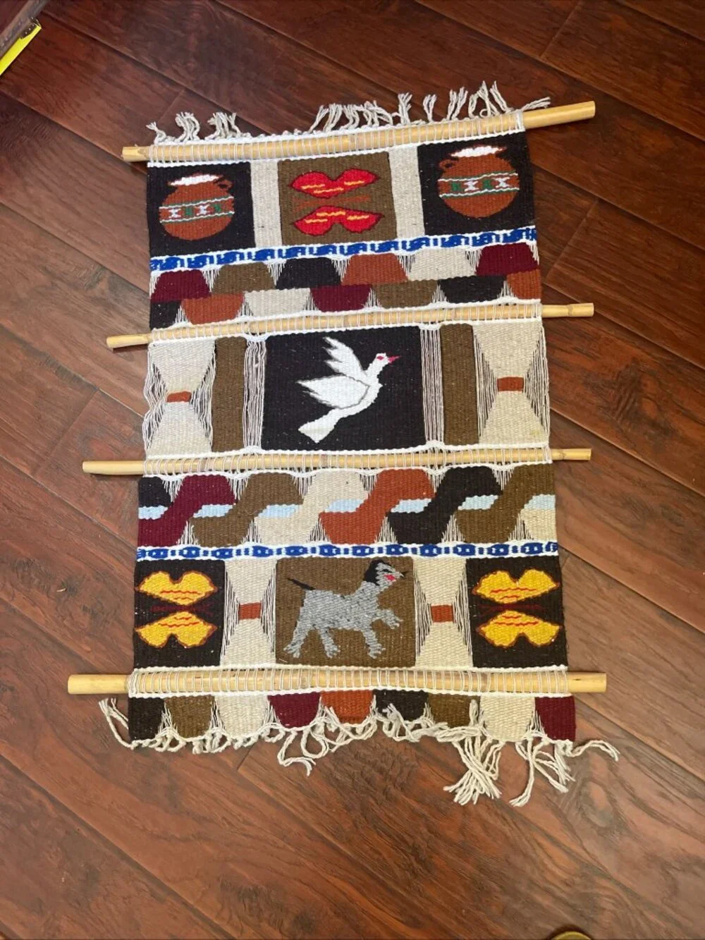 Woven Tapestry Hand-woven Panels Southwestern or Native American Wall Hanging